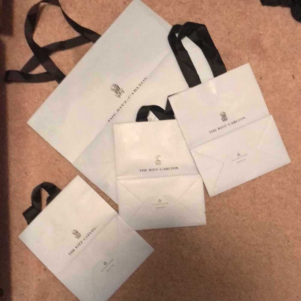 6 Ritz Carlton shopping/ gift bags, black grosgrain ribbon - Picture 2 of 2